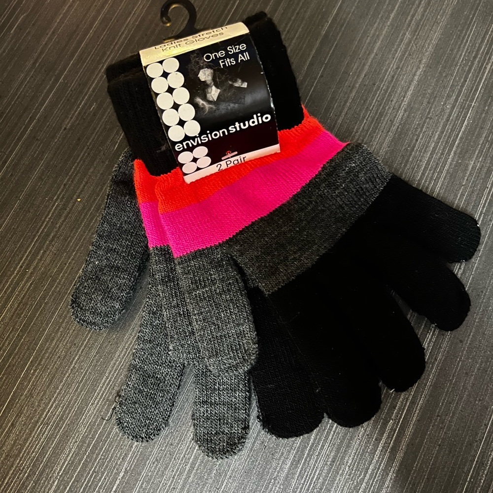 NWT Ladies Stretch Knit Gloves (2)